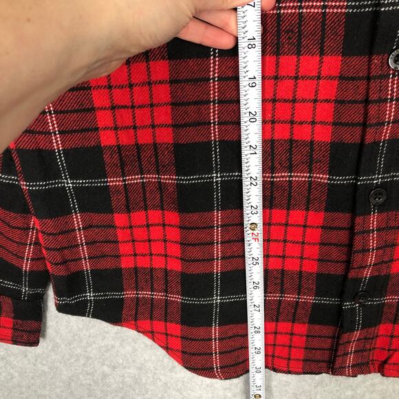 Rainforest‎ Flannel Shirt Mens Small Red Black Plaid Cotton Brushed Heavyweight - Picture 8 of 11